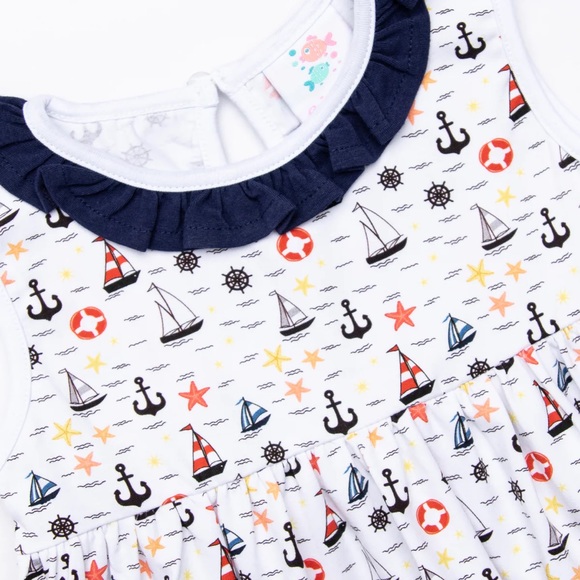 Stitchy Fish Captain Cute Dress Navy SOLD OUT - Picture 2 of 6